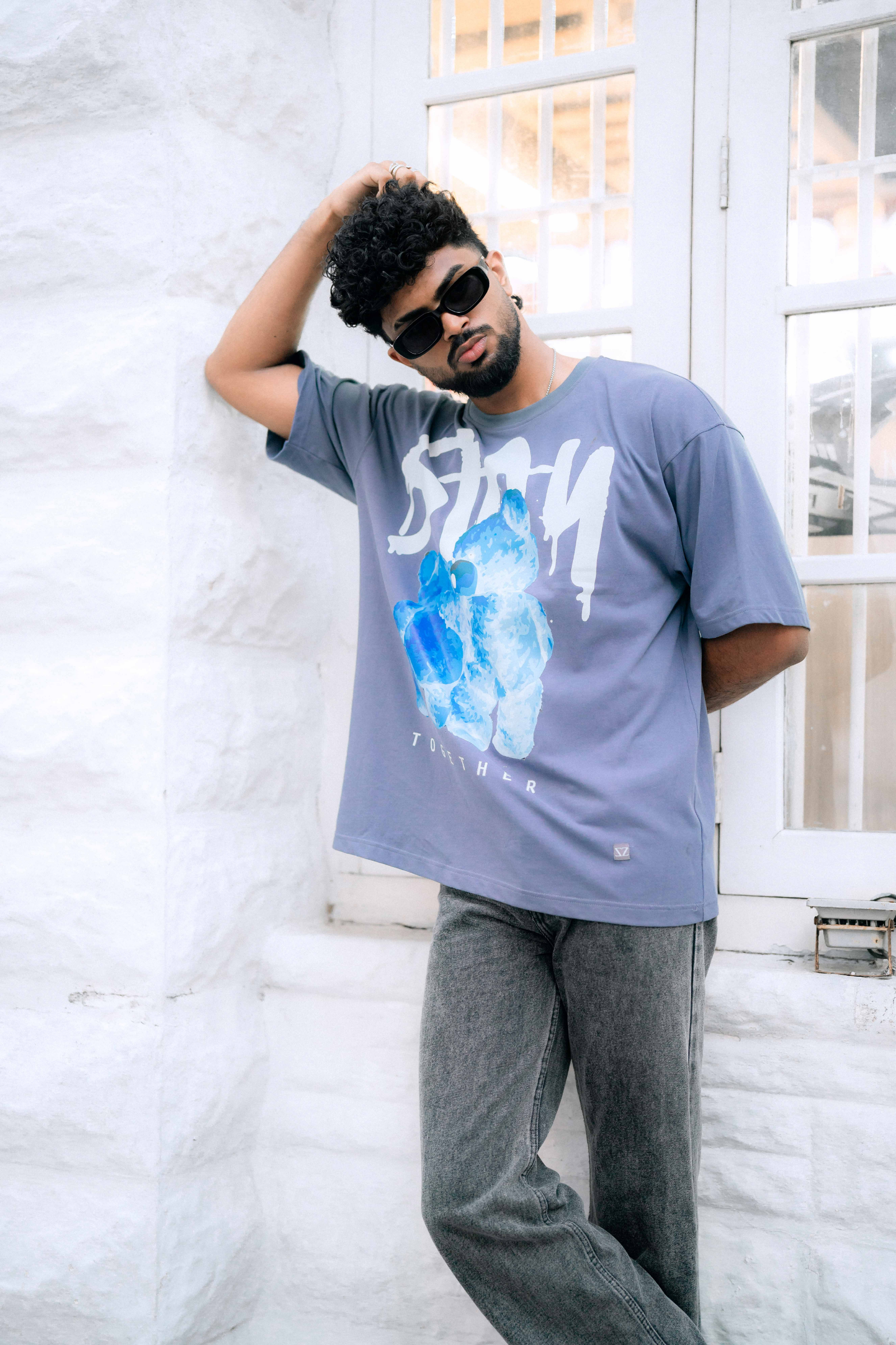 STAY TOGETHER TEDDY PRINT OVERSIZE UNISEX T-SHIRT