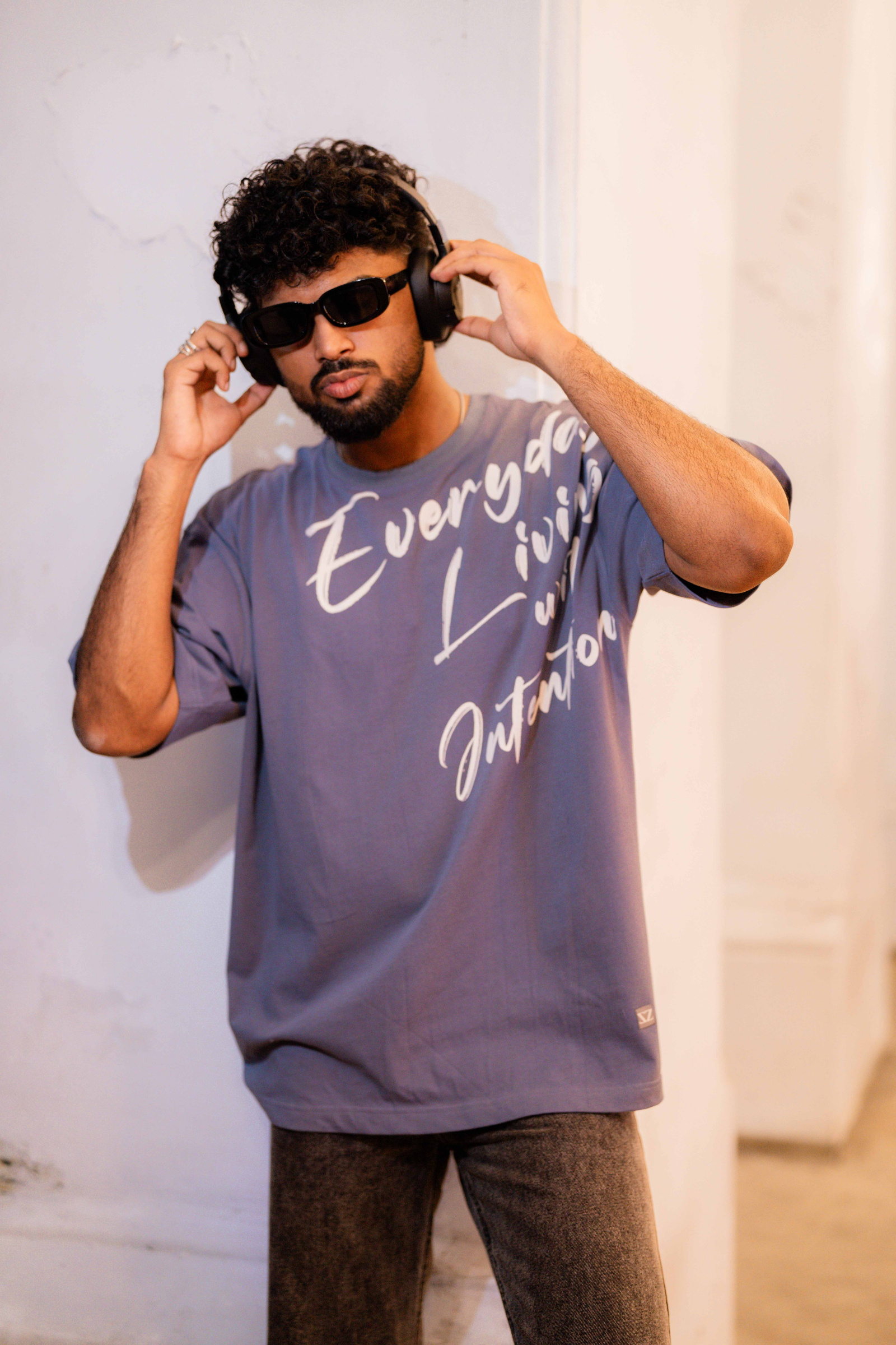 EVERYDAY LIVING PRINT BLUE OVERSIZE UNISEX T-SHIRT
