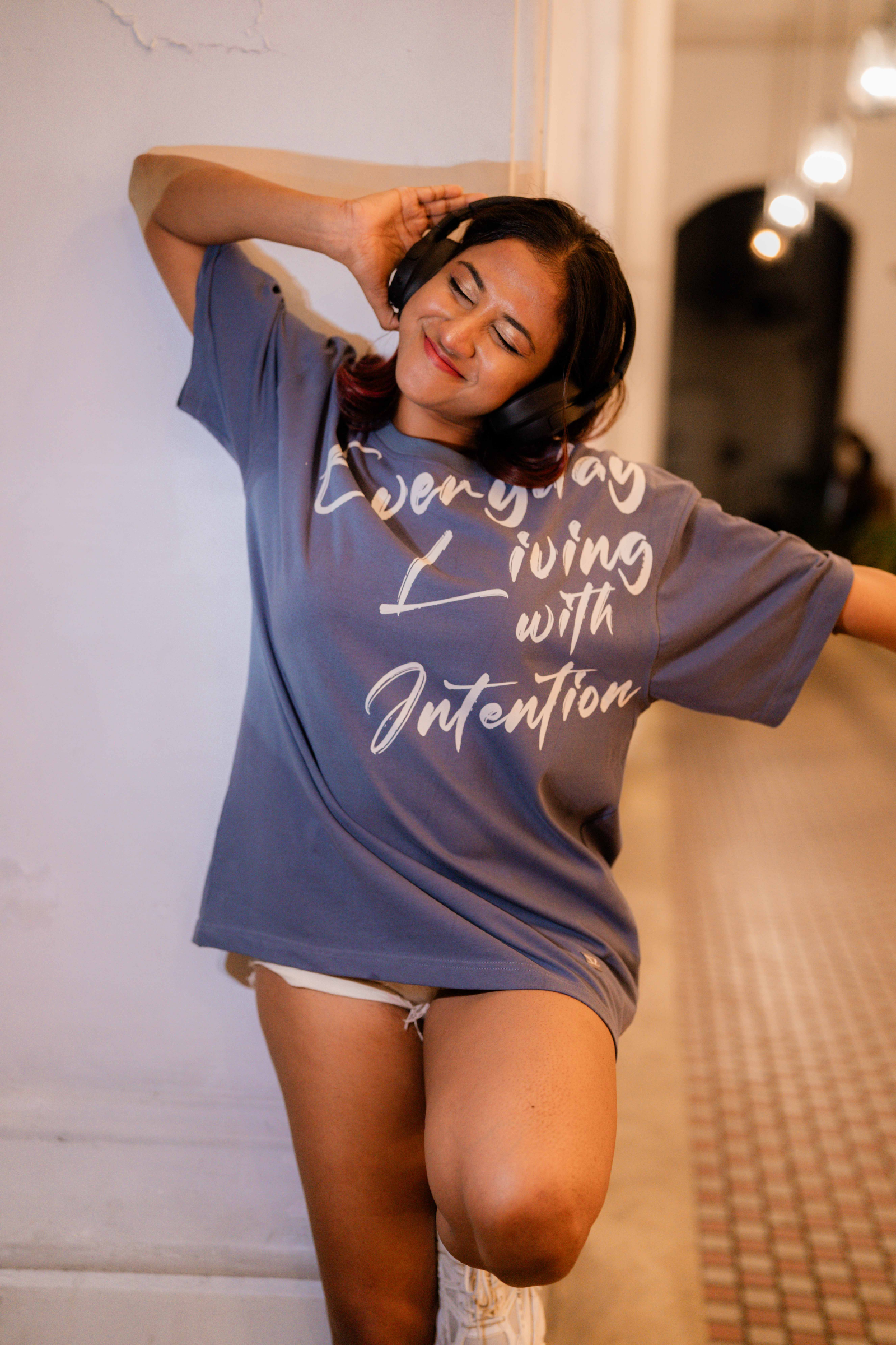 EVERYDAY LIVING PRINT BLUE OVERSIZE UNISEX T-SHIRT