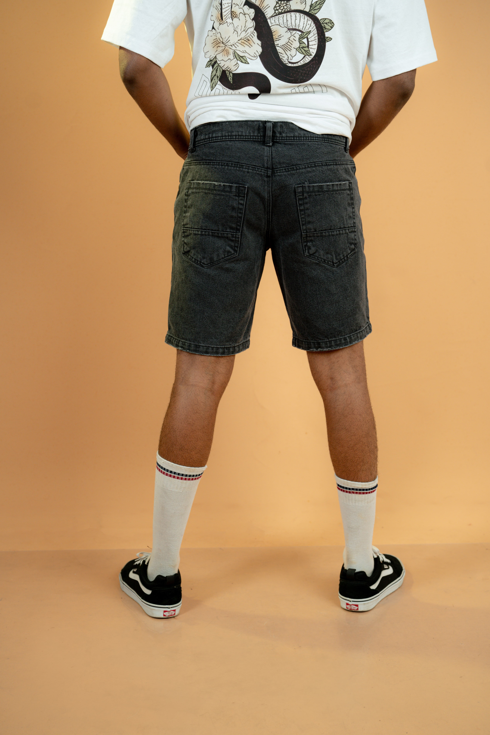 Acid Washed Denim Shorts (Light) with patch