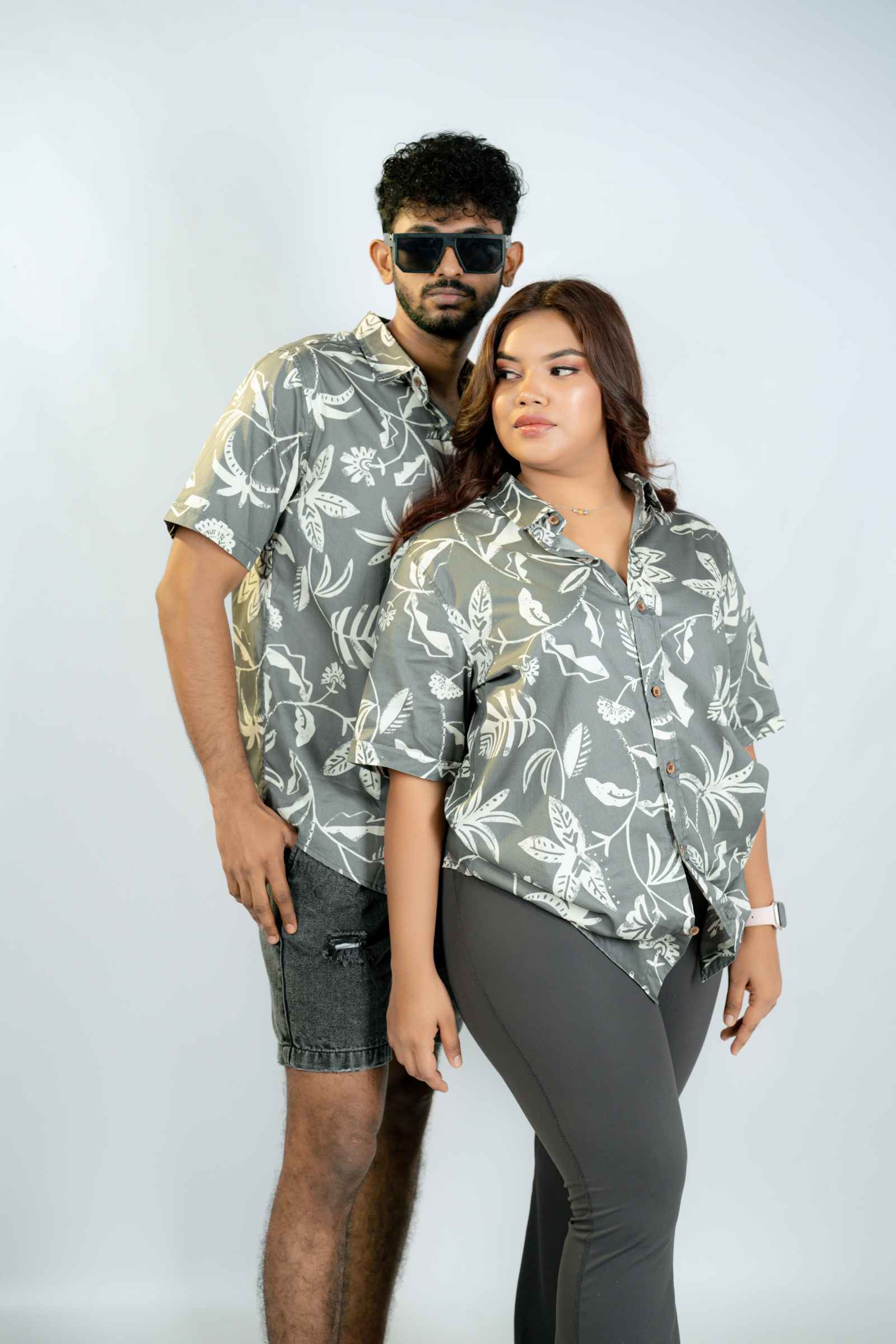 Tropical printed unisex shirt