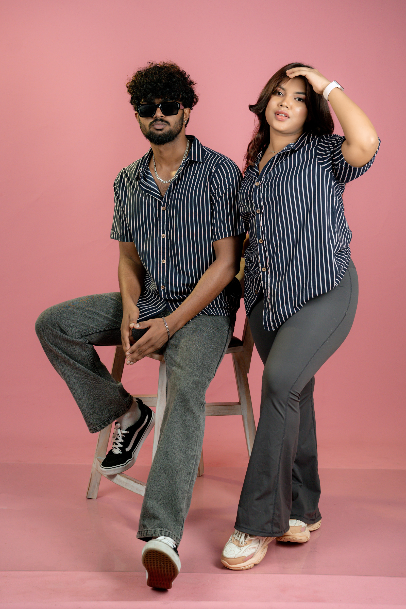 Solid navy stripes unisex shirts