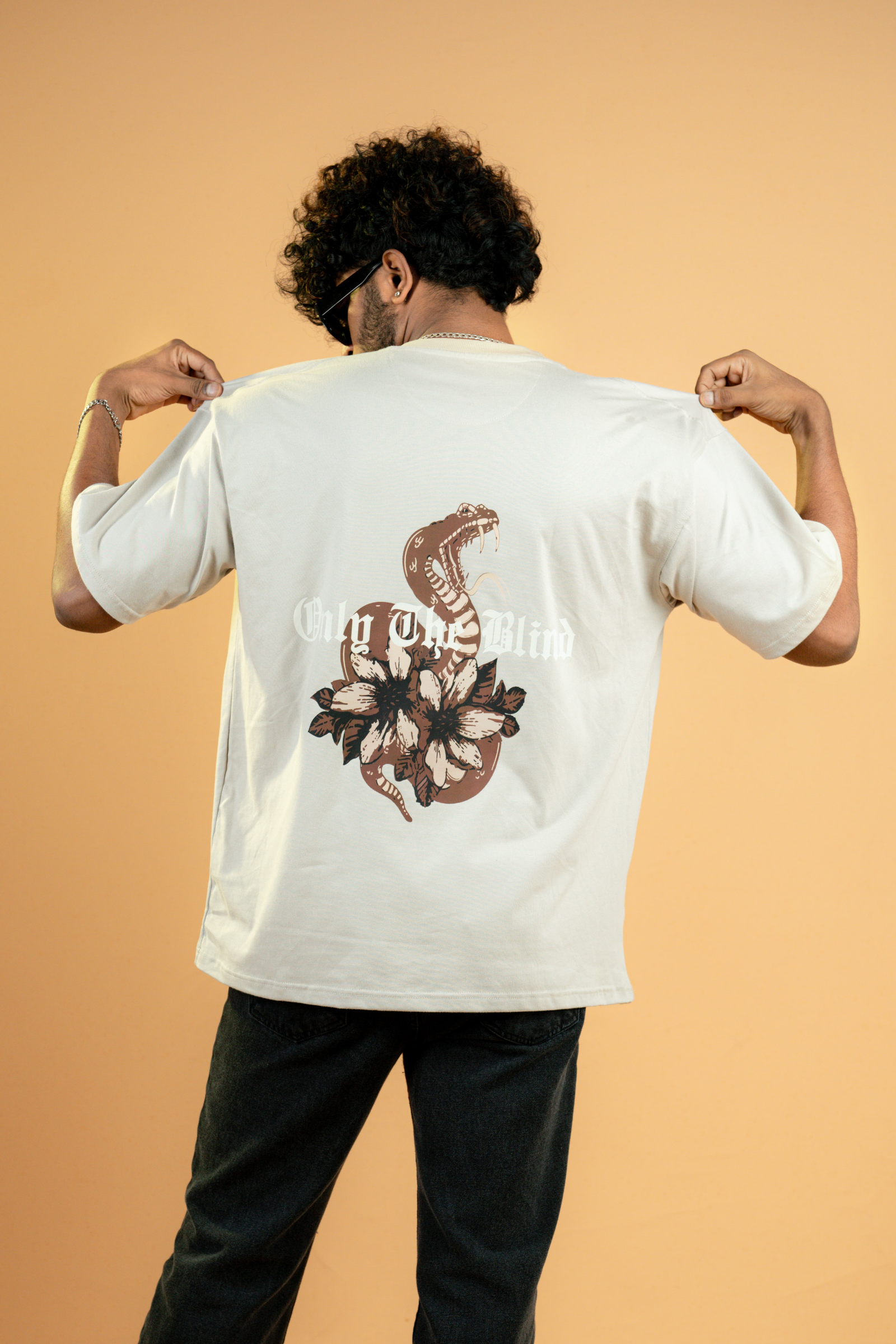 COBRA print beige oversized unisex t-shirt