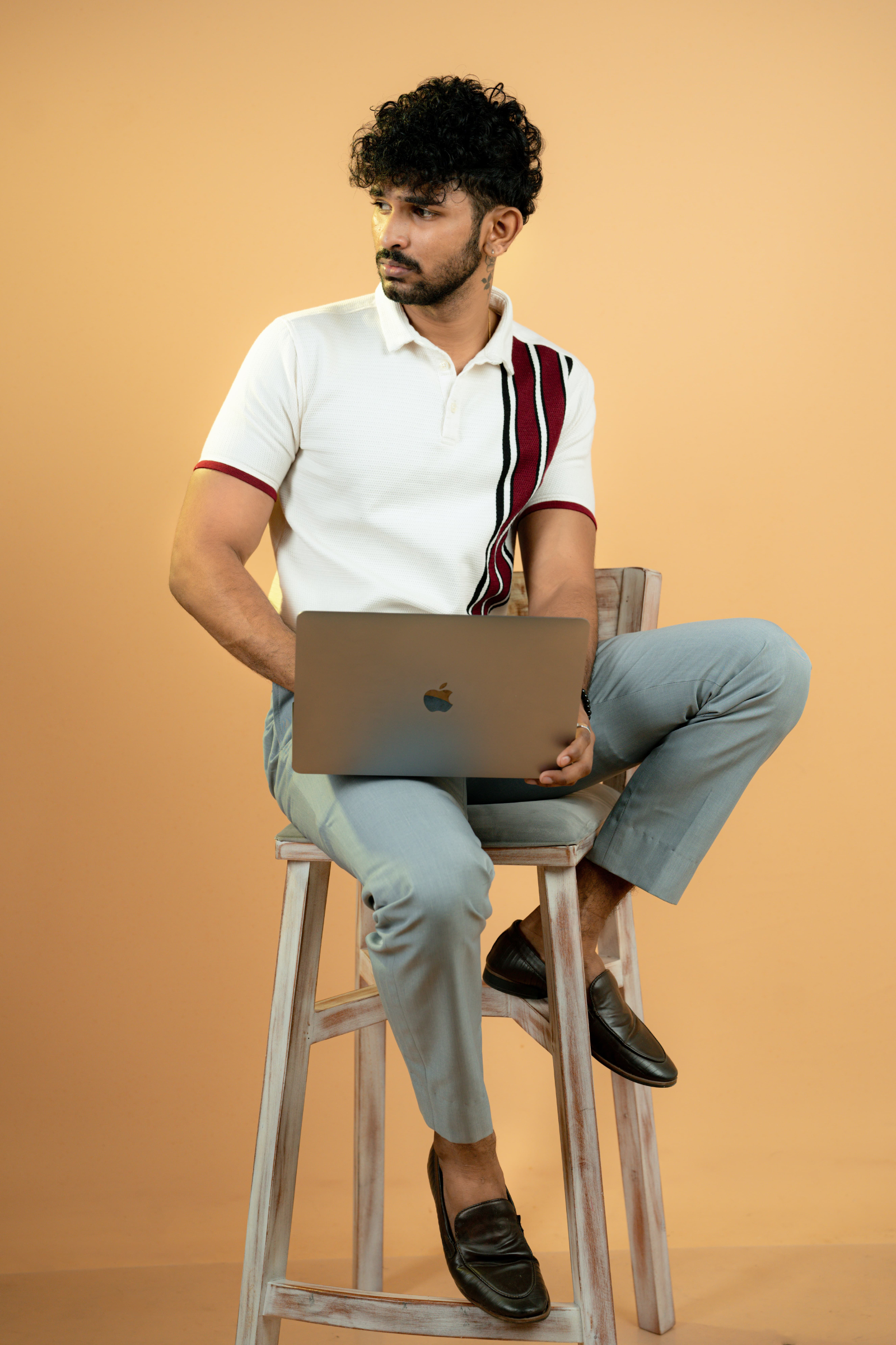 Stripe polo white t-shirt