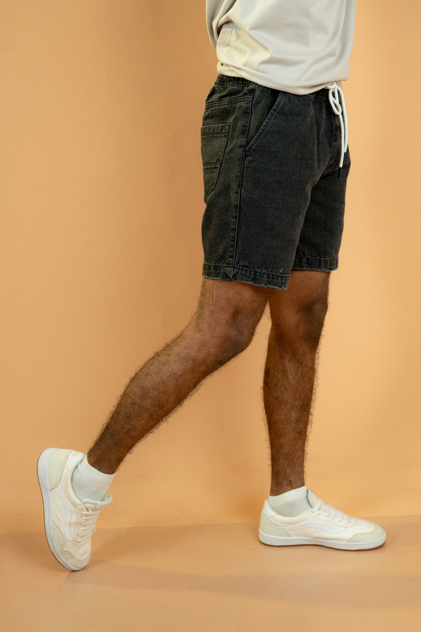 Acid Washed Denim Shorts (Dark)