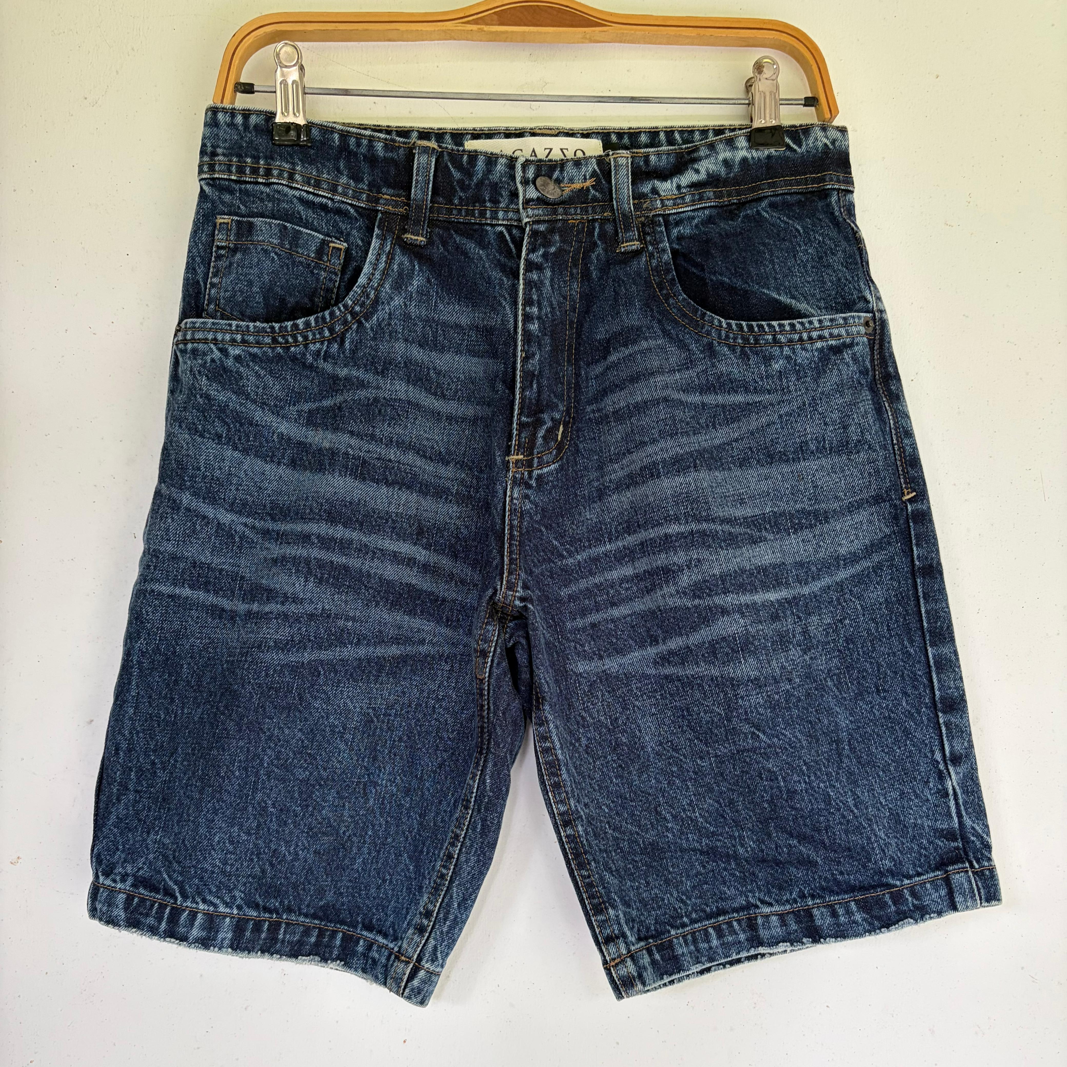DARK  BLUE WHISKER WASH DENIM SHORT