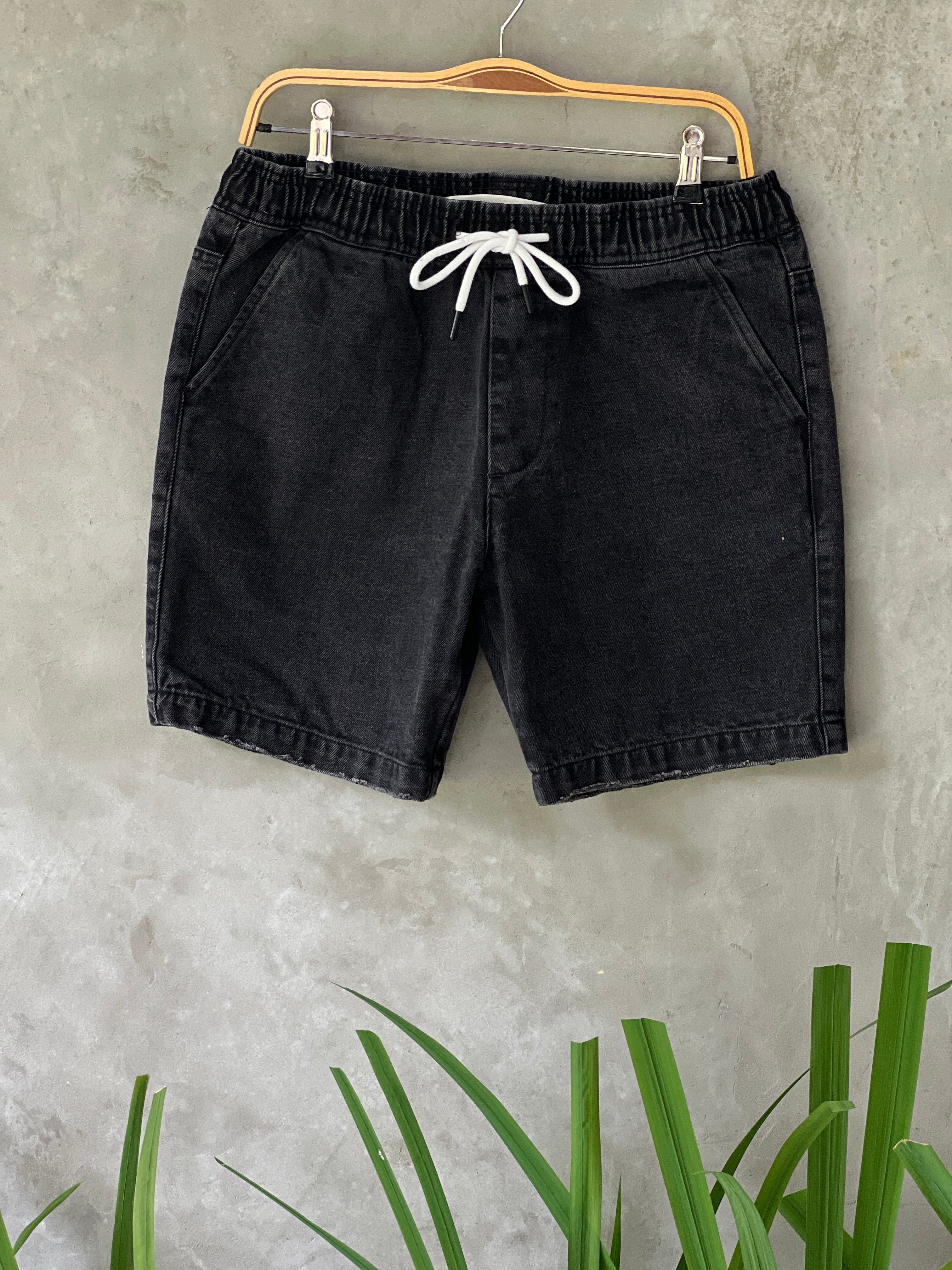 Acid Washed Denim Shorts (Dark)