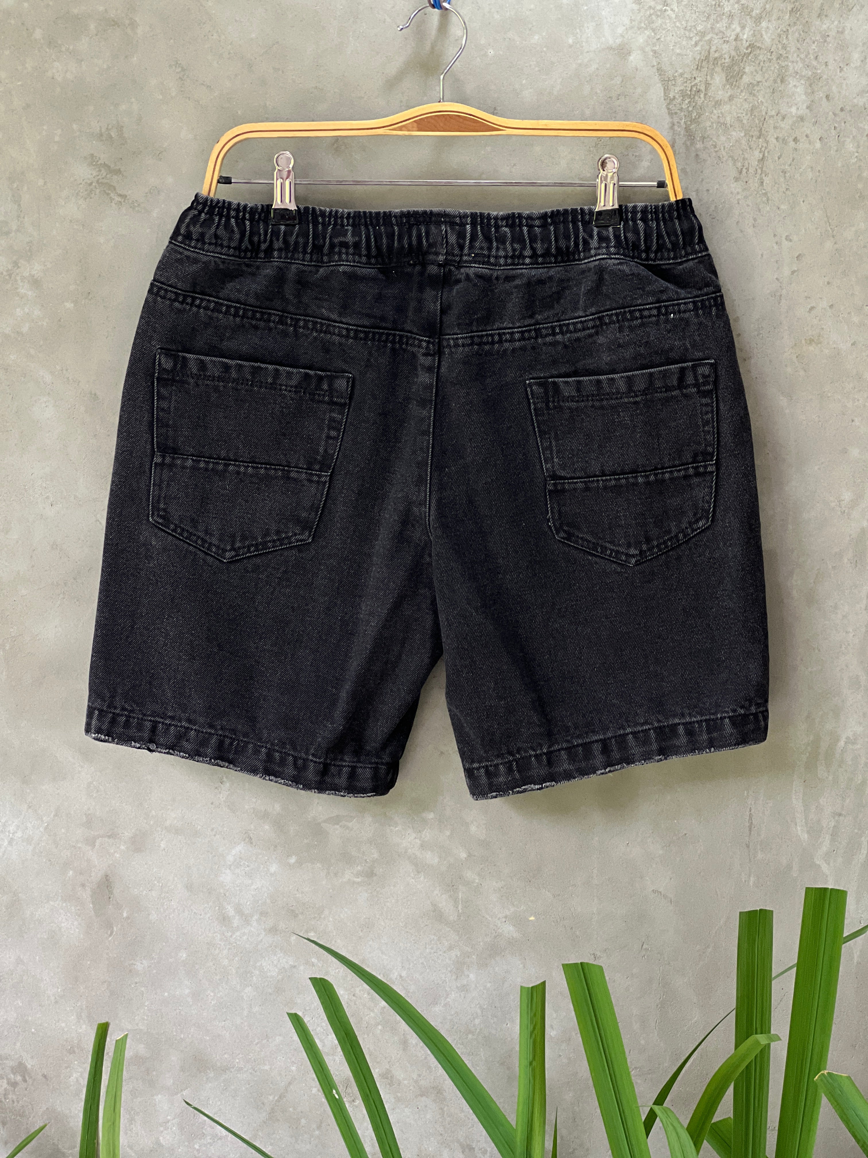 Acid Washed Denim Shorts (Dark)